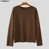 INCERUN Spring Men Long Sleeve Casual Loose Rib Pullover T-shirts Tops