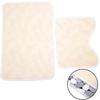2 Pieces Soft Cotton Bath Pedestal Mat Toilet Non Slip Washable Floor Rugs Sets