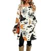 Damen Freizeitkleid mit Print, Langarm, Rundhalsausschnitt für den Alltag