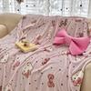 1pc Hello Kitty Pink Polka Dot Flannel Blanket 2D Print Soft Warm Throw Blanket for Bedroom Living Room Camping Cozy Home Decor