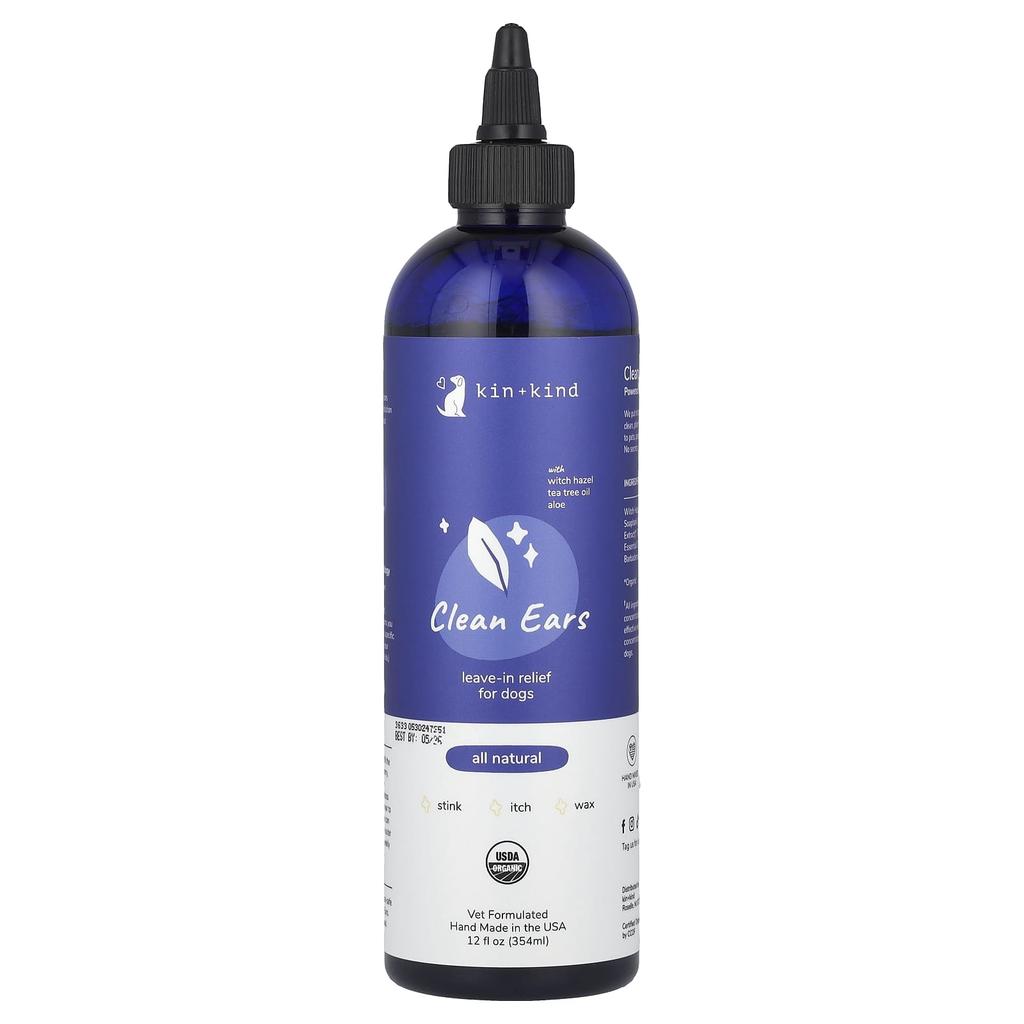 Kin+Kind Clean Ear, Leave-In Relief for Dogs, 354Ml(12Fl Oz)