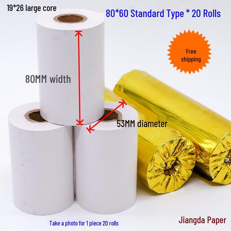 Enhanced Thermal Receipt Paper 80x60mm, 80x50mm - Kitchen-Grade, Waterproof, Tear-Resistant, Ideal for Delivery and Catering Printing.