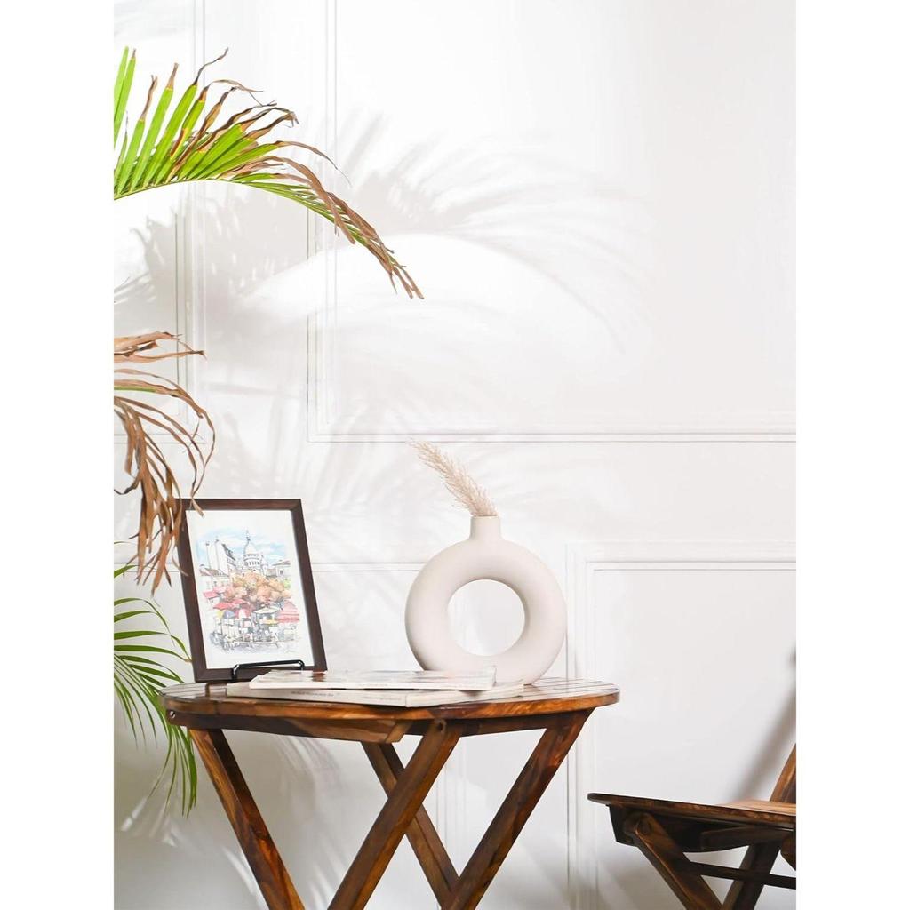 Ceramic White Donut Vase 6 & 8 Inch - Set of 2 | Decorative Donut Vase for Dried Flowers and Pampas Grass | Vases for Modern Home Decor,