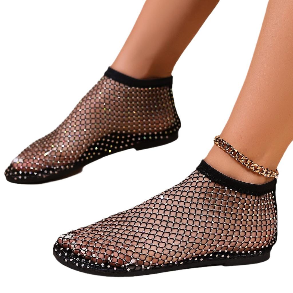 New foreign trade fishing net hollow hot diamond sexy women's sandals European and American personalized women's sandals spot