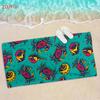 1pcs Teal Crab & Seashell Beach Towel, Soft Microfiber Quick Dry Oversized Bath Towel, Nautical Summer Pool Blanket