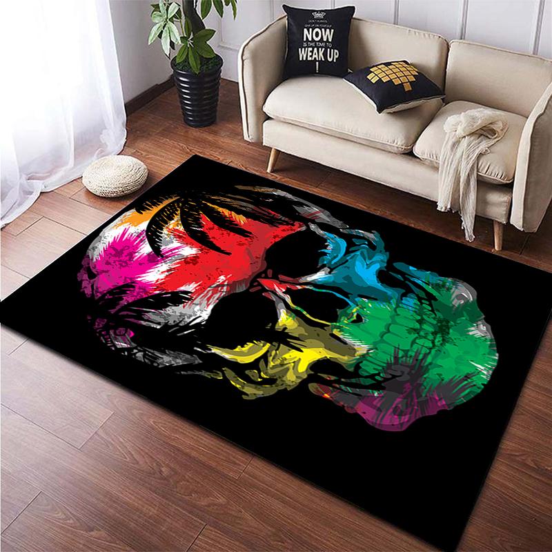 Skull Custom Fashion Carpet Doormat Rugs Living Room Area Rug Living Room Games Area Children's Crawling Mat Anime Rug Yoga Mat