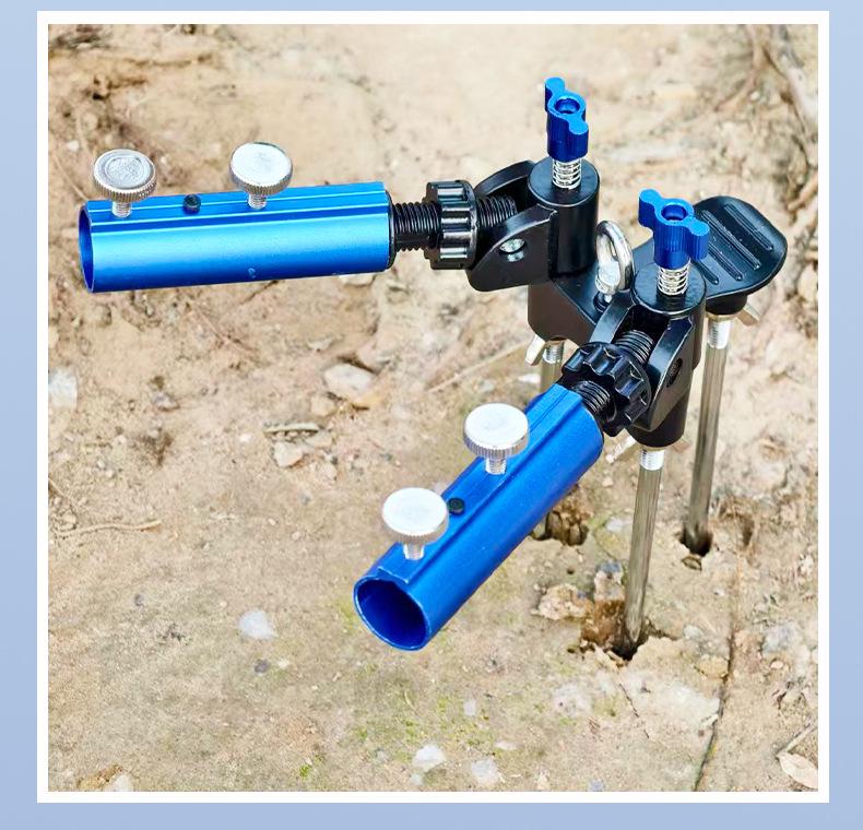 Universal Double Rod Ground Spike Fishing Rod Holder Tripod