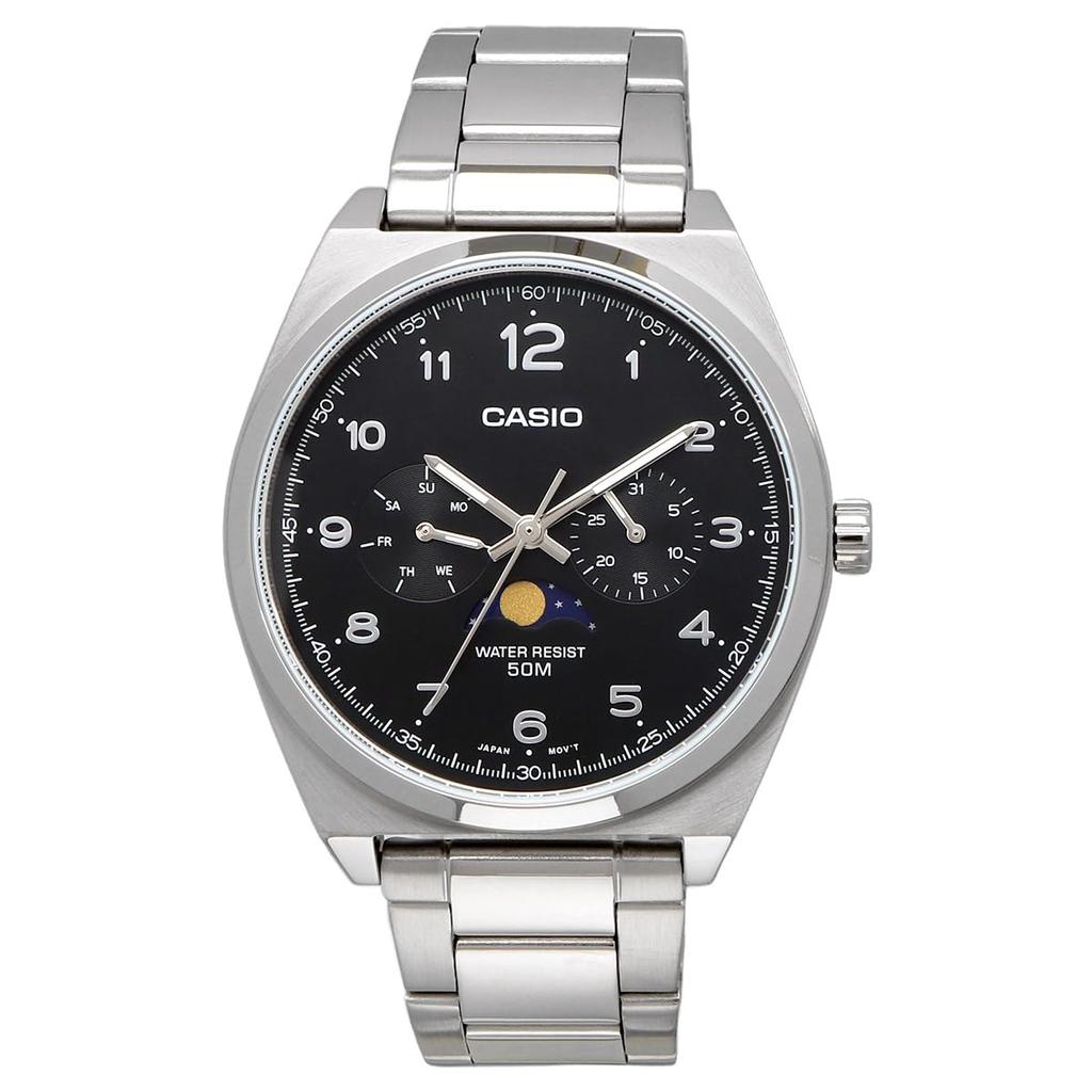 Casio Standard-Mondphasen-Analoguhr, Metallarmband, schwarzes Overseas-Modell [Casio] Herren MTP-M300D-1AV [Artikel]