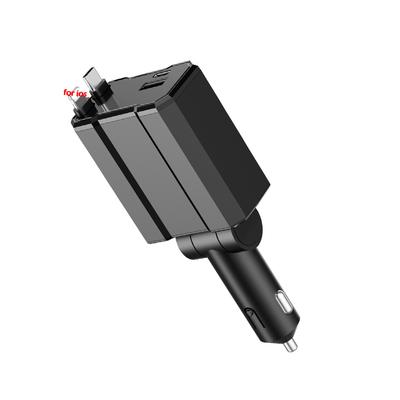 120W Retractable Car Charger 4 In 1 Super Fast Charge Car Phone Charger with 2 USB Ports Car Charger Adapter for IPhone Samsung