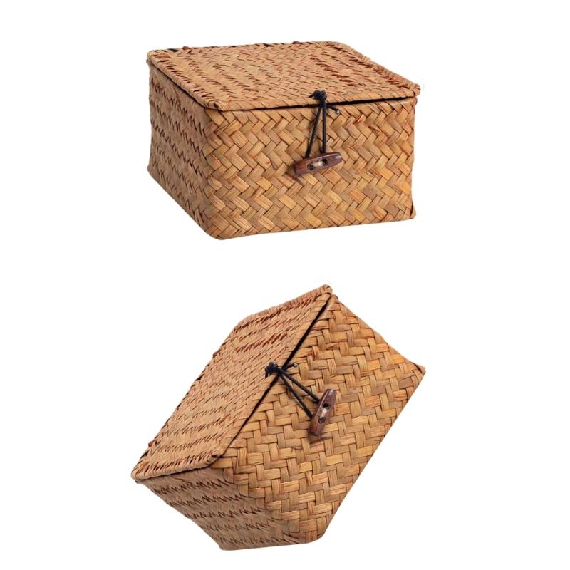 Panier en osier fonctionnel avec couvercle pour organiser les jouets, les vêtements et les articles ménagers Fabriqué à partir de matériaux durables et respirants