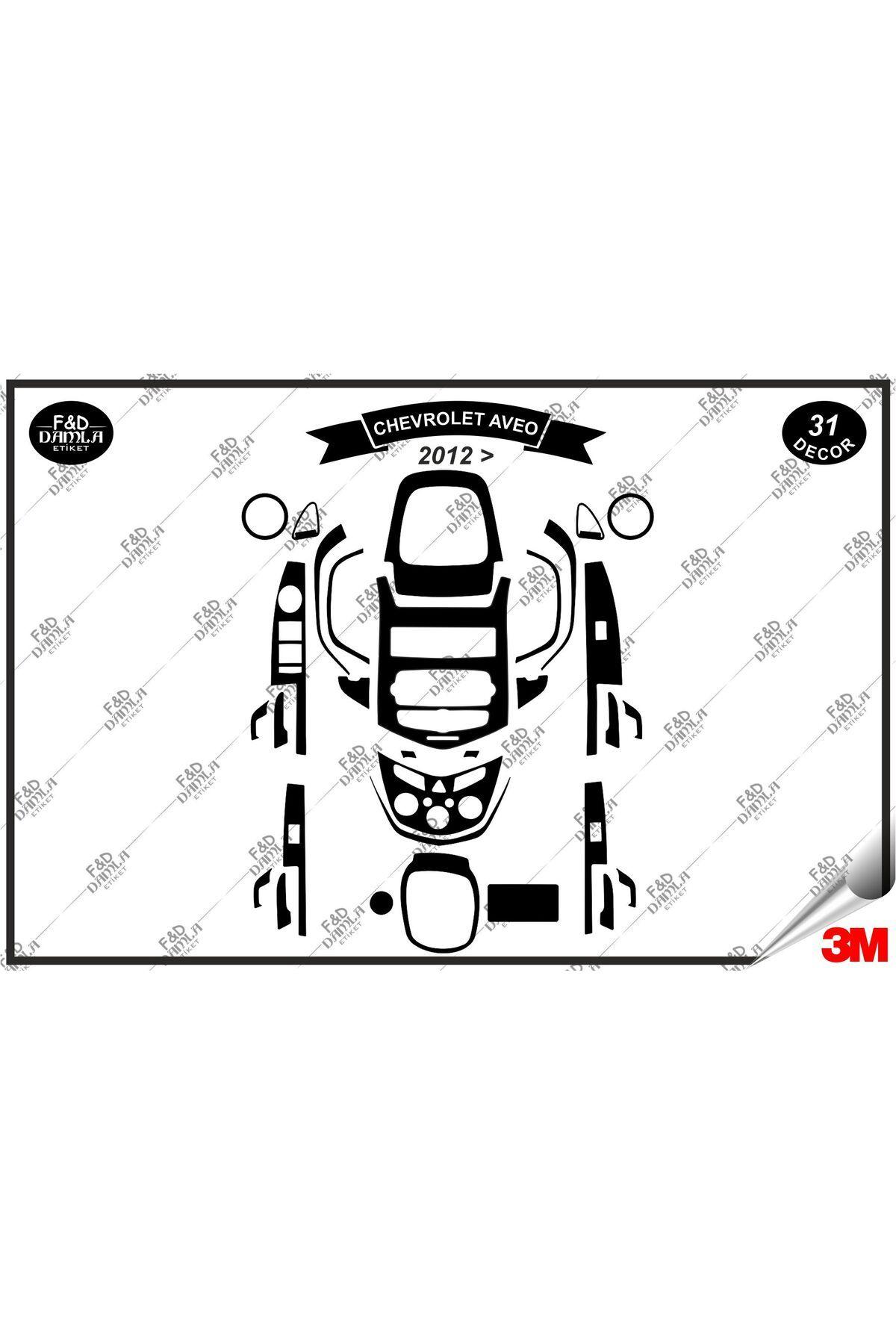 

Chavrolet Aveo 2012 Torpido Konsol Trim Göğüs Maun Kaplama Set 31 Parça Siyah