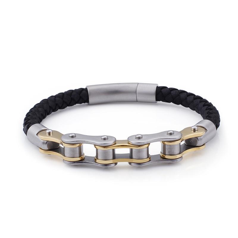 

2025 Street Trend Fashion Leather Bracelet Personalized Bicycle Men s Bracelet 21CM