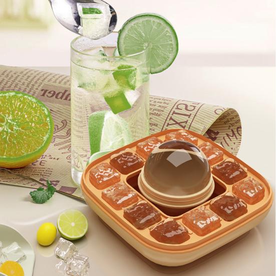 Ice Mold with Lid Easy-Release Touch-Free Ice Hockey Puck Maker for Freezer BPA-Free Stackable Ice Trays for Drinks Coffee Cocktail