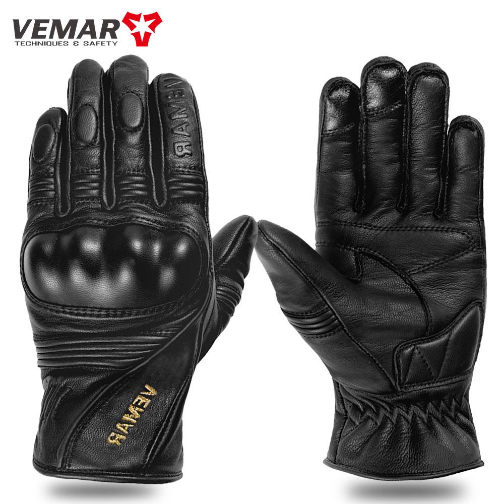 Men s cycling leather wear-resistant locomotive racing black gloves four seasons motorcycle equipment XS