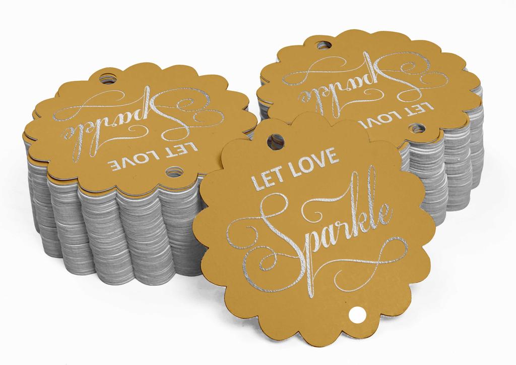 Inkdotpot 100 Pack Let Love Sparkle Wedding Favor Paper Tags Craft Real Gold Foil Hang