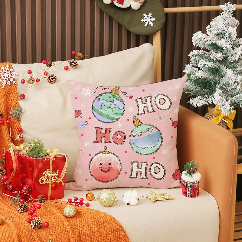 New Cartoon Cute Pink Christmas Pillow Case Gnome Old Man Printed Cushion Home Decoration Sofa Cushion
