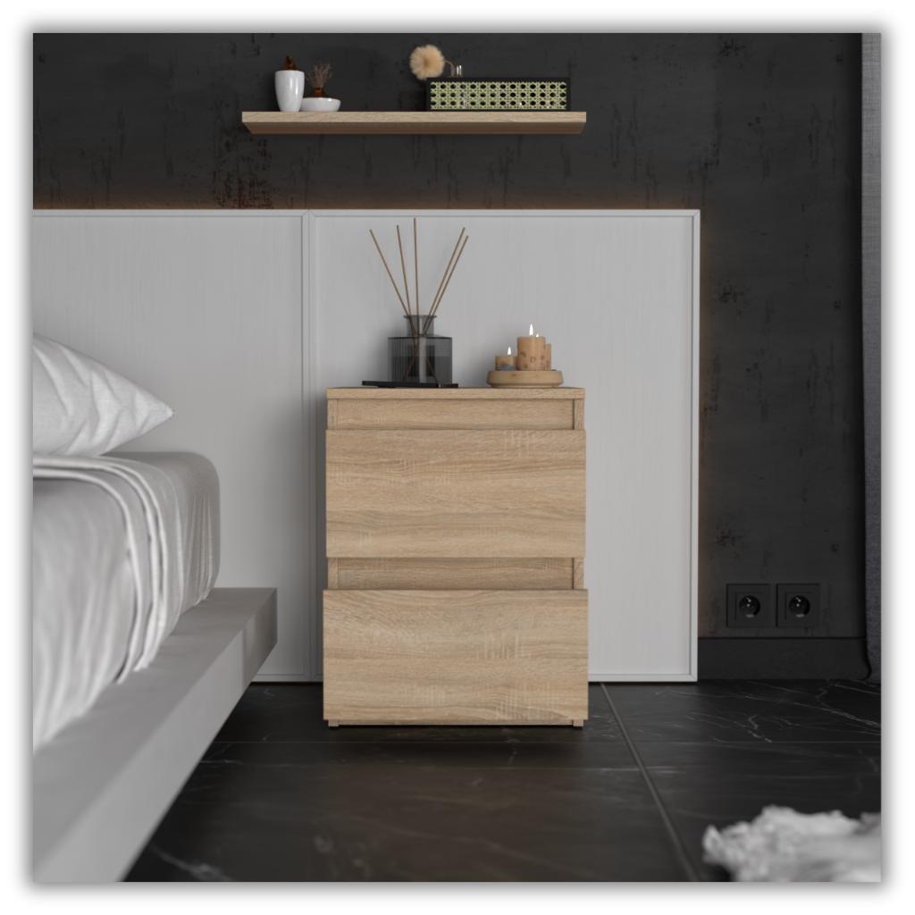 Bedside Cabinet Sonoma Oak 40 Cm 2 Drawers Large Bedside Table Nakastlik