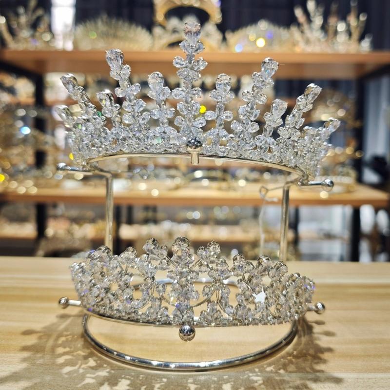 Stylish Crown Storage Stand Detachable Four Tiers Display Shelf for Exhibitions Elegant Crystal Hairband Support Holder