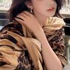 New Cotton Linen Scarf for Women, Leopard Print Long Wrap, American Style, Cashmere Thin, Spring/Autumn Warmth Neck Protection