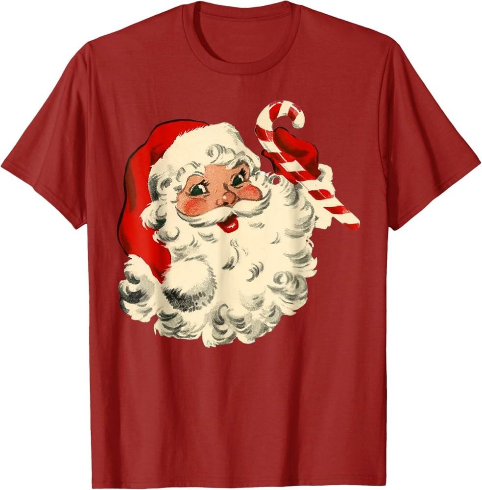 

Vintage Christmas Santa Claus Face Funny Old Fashioned Xmas Unisex T-Shirt L
