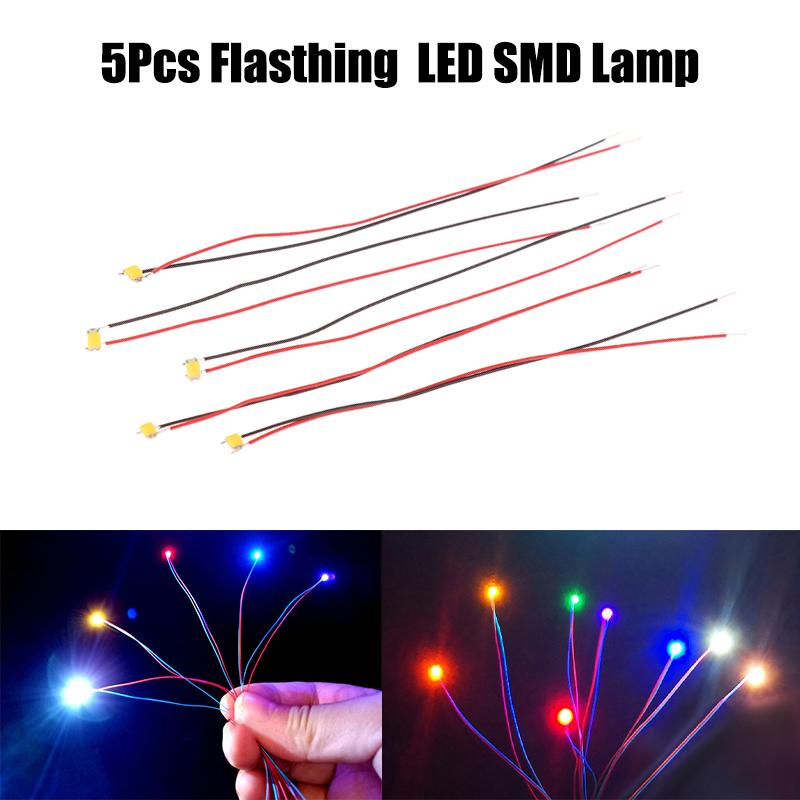 5 Peças 0805 LED Piscante Lâmpada SMD Com Fio Micro LED Chip Pré-Soldado Mini Lâmpada Com Fio Para Modelo Ferroviário Brinquedo DIY Peças Para Modelo de Carro