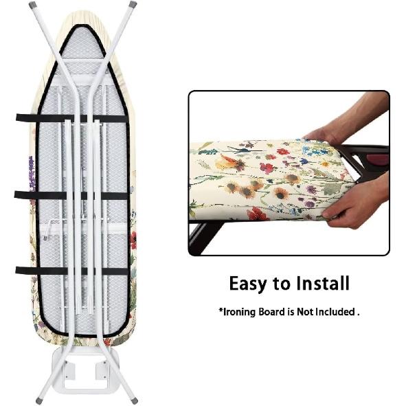 Floral Pattern Iron Board Cover 15x54 Ironing Board Cover with Elastic Edge Scorch Stain Resistant Ironing Board Covers Iron Table Cover