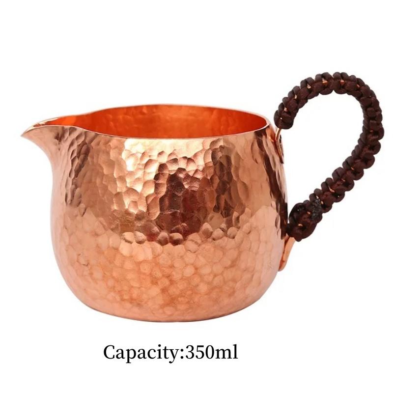 Vintage hrnek na kávu červený čistě měděný šálek, rukojeť s tkaným vzorem zesílený 350 ml hrnek na snídani, ručně vyráběný skleněný pohár na čaj nápojové nádobí nádobí na stůl