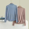 Women Bottoming Tshirt Autumn Winter Mock Neck Slim Tee Shirt Solid Basic All Match Tops Undershirt