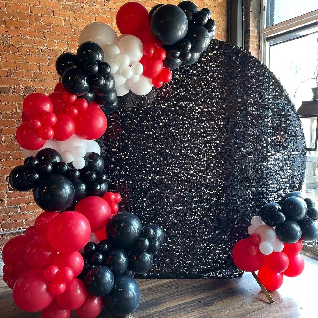 128Pcs Red, White, Black Latex Balloon Set Suitable for Birthday Parties, Weddings, Valentine's Day Party Decoration