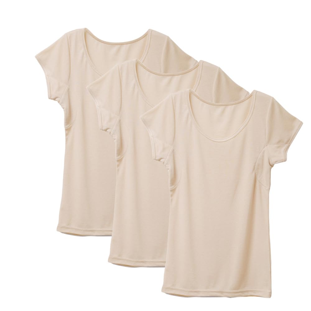 

Сухой к поту подмышечный французский рукав с влагопоглощающим коротким хлопком [Shirasagi Knit] кожа, впитывающий, пот, нижнее белье, рубашка, подкладка, женский