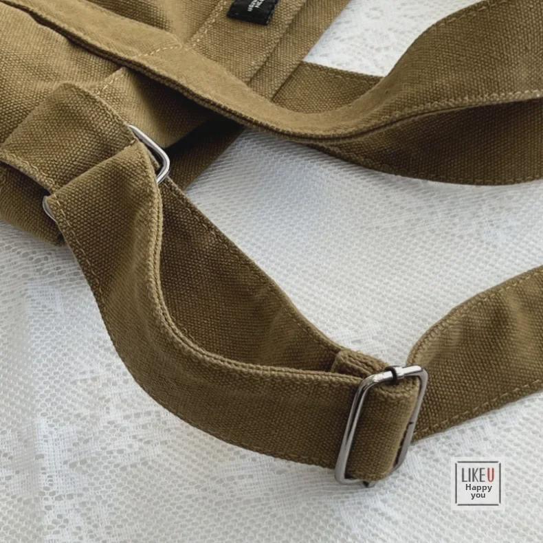 Japanese Commuter Canvas Messenger Bag - Unisex Handmade Thickened Cotton Handbag