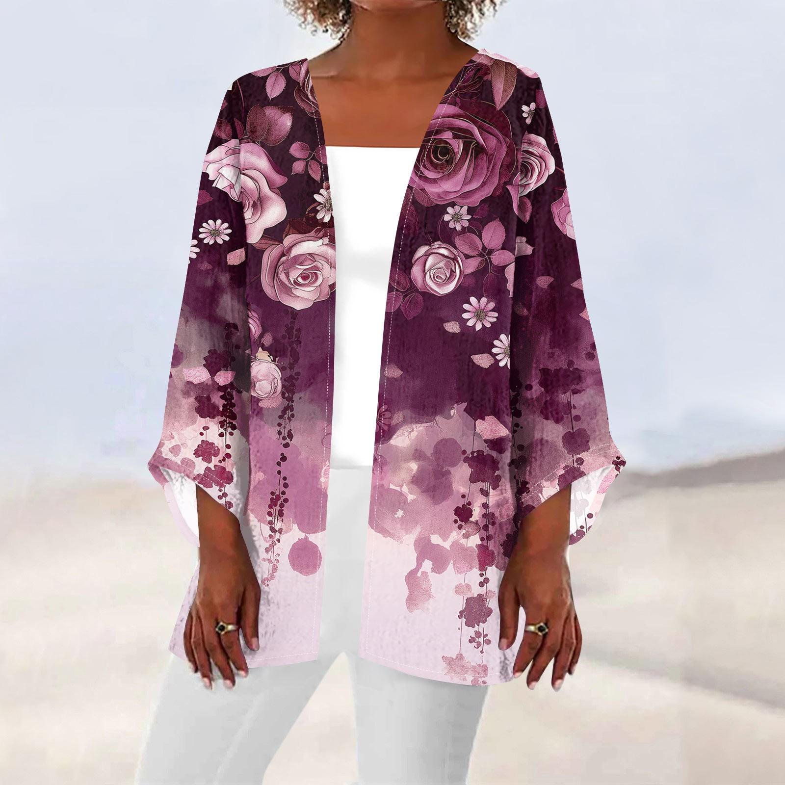 

Жіночий повсякденний модний кардиган Caot з ретро принтом середньої довжини XXL фіолетовий