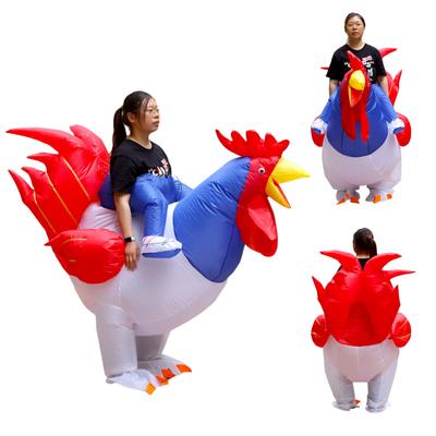 Popular Chicken Jockey Inflatable Costumes, Halloween Funny Rooster Riding Costume, Adult Funny Animal Jumpsuit