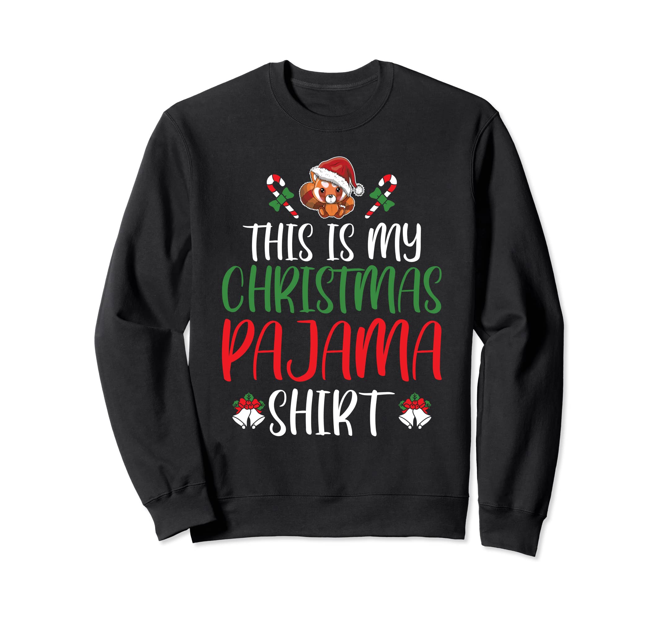 

Funny Red Panda Santa Hat Christmas Lights Christmas Sweatshirt чёрный