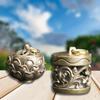 1PC Vintage Pure Brass Aroma Jar Keychain Pendant Storage Tank Pendant Luggage Pendant Small Copper Ware Suitable for Indoor Household Agaric