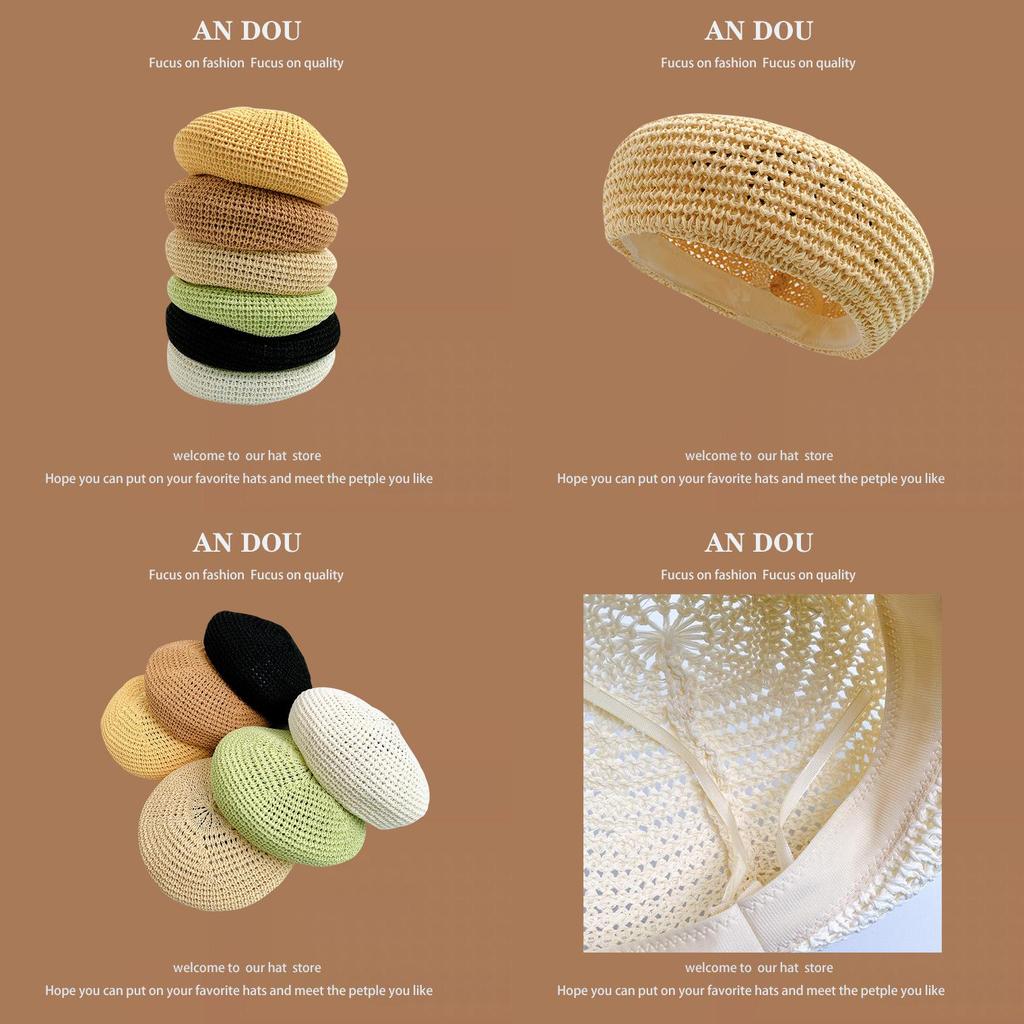 Vintage Inspired Breathable Woven Beret Hat For Summer Fashionable Artist Cap