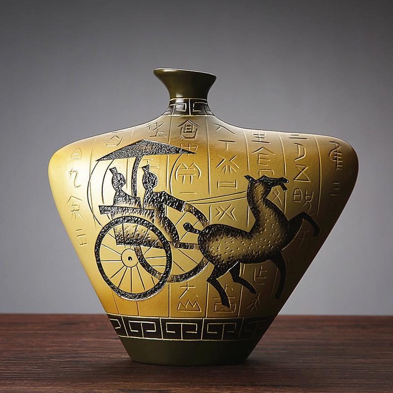Vintage Yunnan Ethnic Minority Ceramic Vase Ornaments Crafts Home Room Table Decoration Study Office Desk Furnishing Accessories