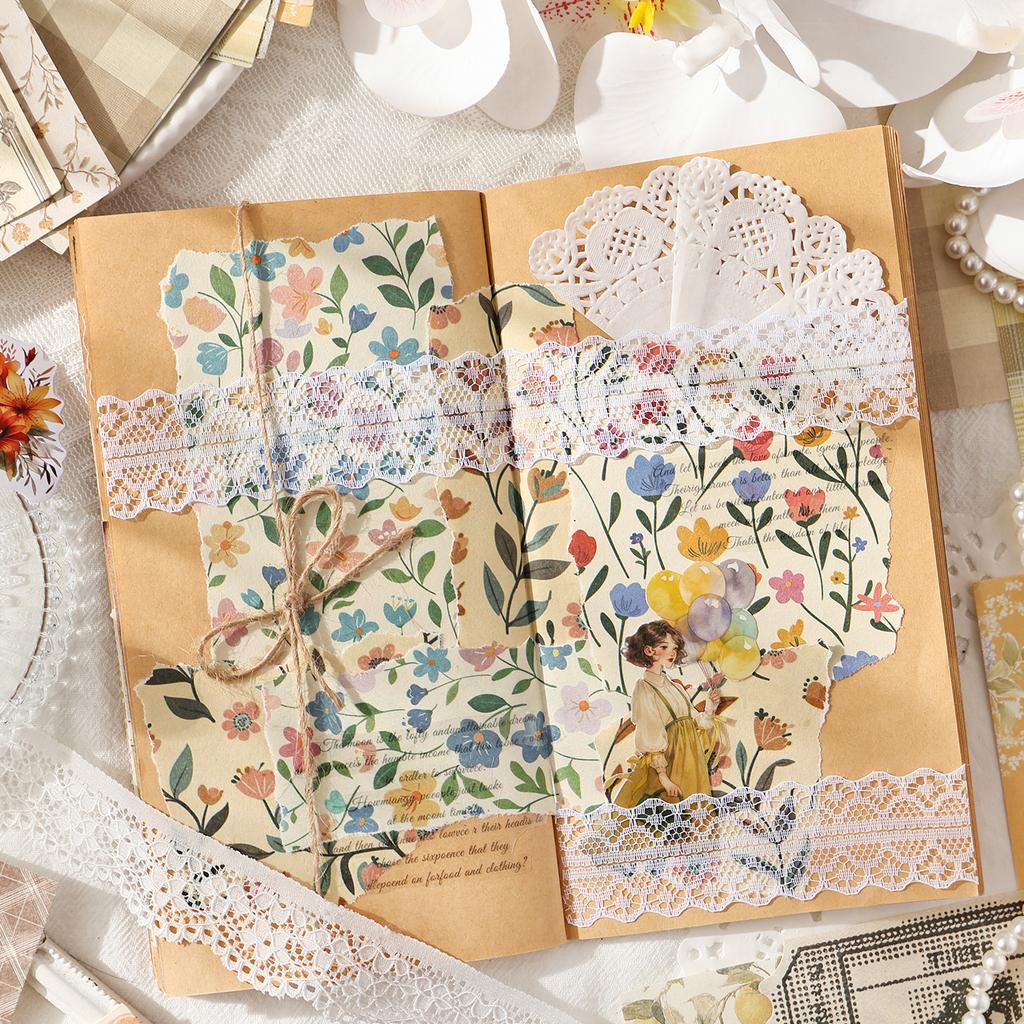 100pcs Vintage Decor Scrapbooking Materials Paper Combo Kit DIY Junk Journal Collage Photo Album Retro Background Paper