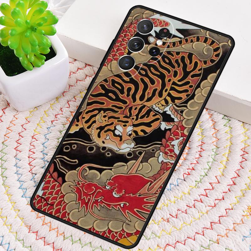 Japanese Tiger soft Silicone Phone Case For Samsung Galaxy note 10 pro S26 S25 S24 S23 S22 S21 Plus S25Ultra Capa Cover