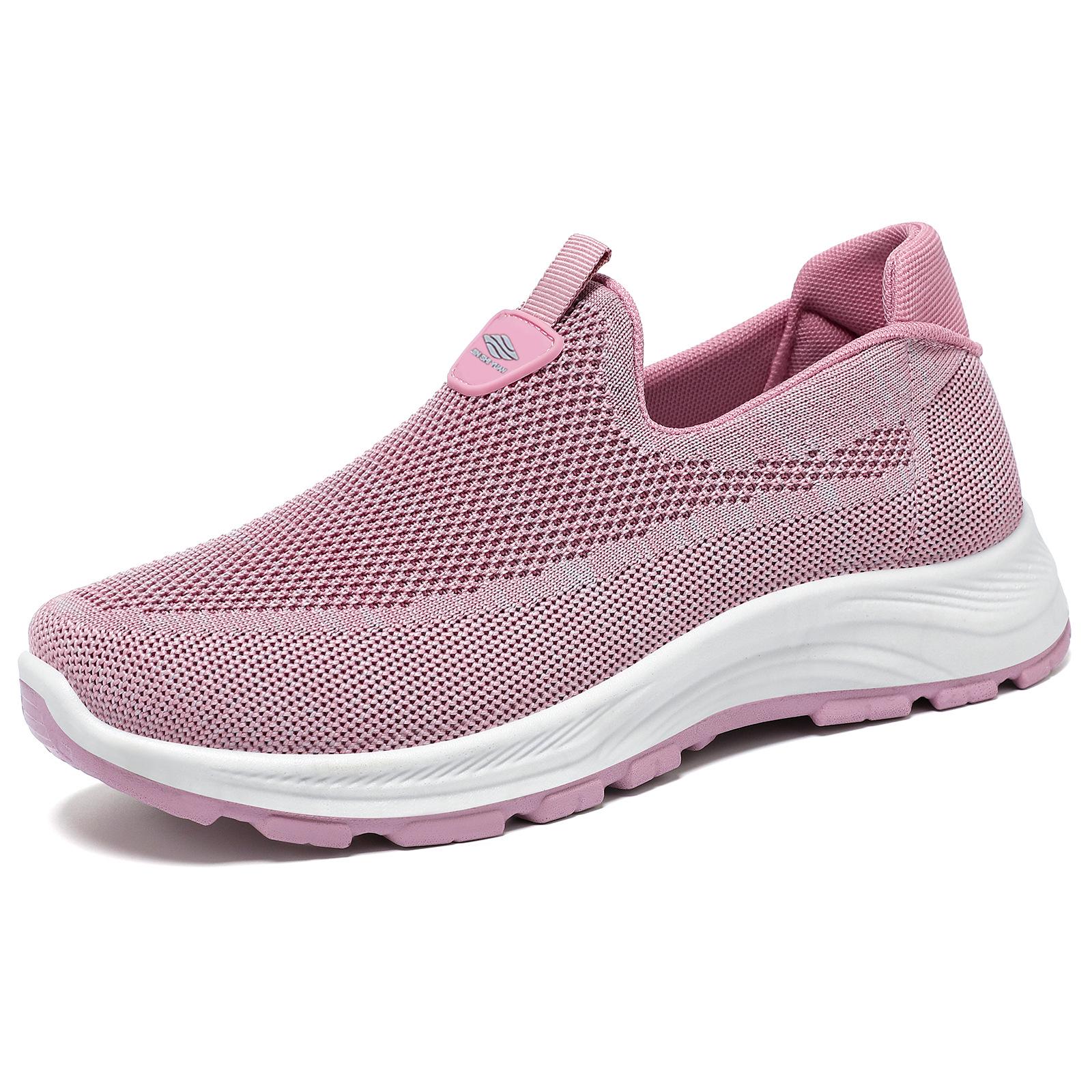 

Women s Lightweight Flyknit Walking Shoes - Breathable, Soft Sole, Casual Flat Shoes for Mature and Elderly. 41