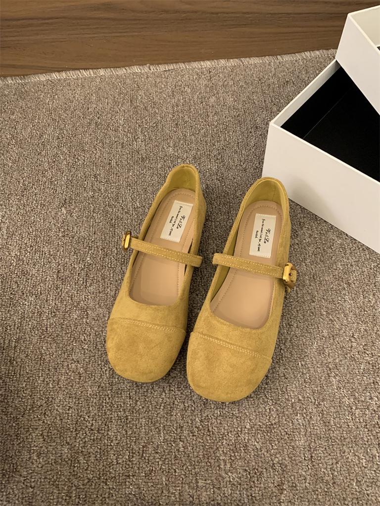 Soft-soled round-headed French shallow-mouth single shoes 2025 spring and autumn new commuter versatile one-word with flat Mary Jane shoes