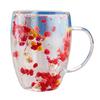 Double-Wall Glass Mug 350ml Heat-Resistant Flower Coffee Tea Cup Insulated Cup for Hot Cold