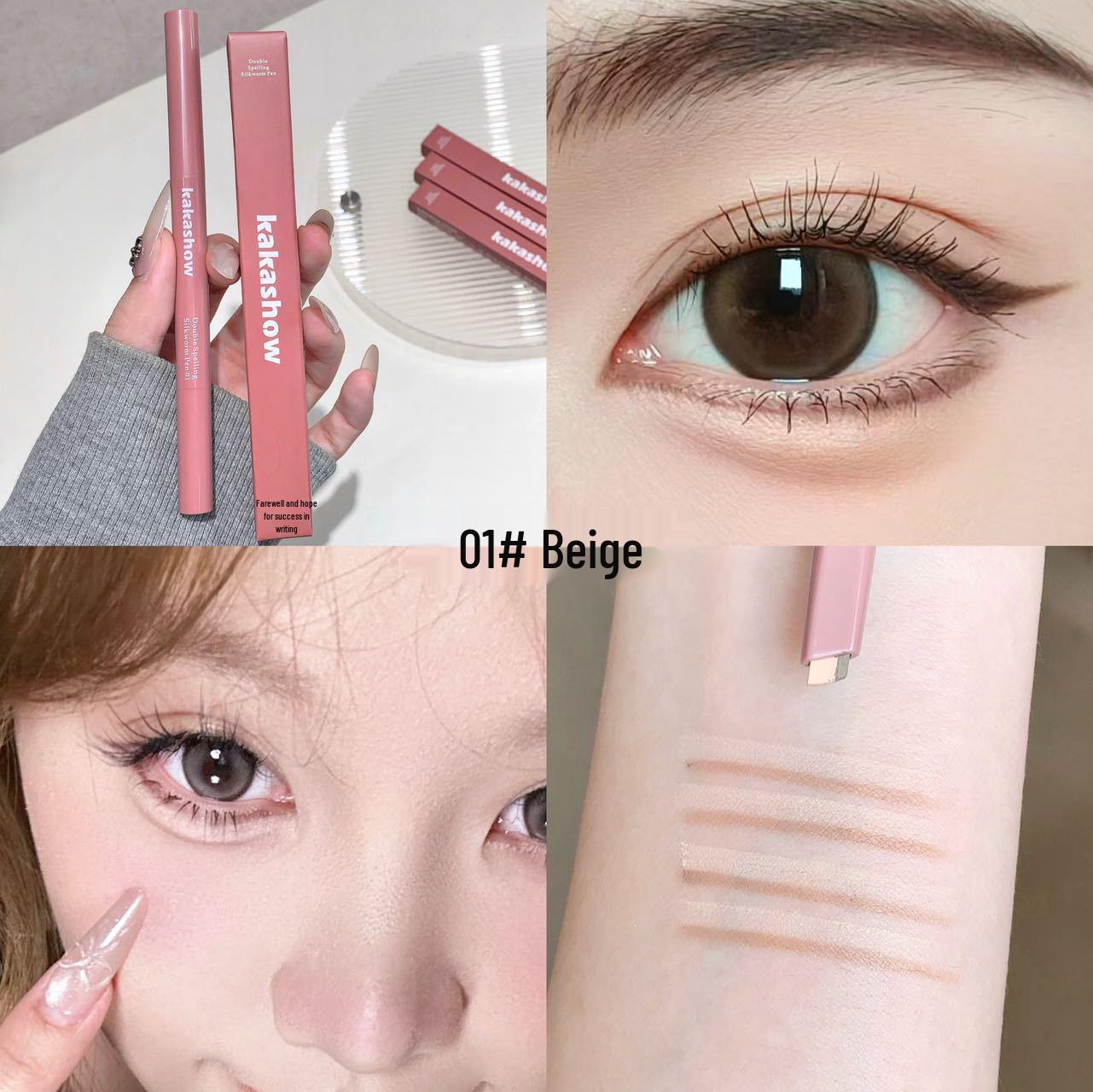 Kakashow Dual-Ended Under-Eye Highlighter & Eyelid Shadow Stick for Women - 3D Natural Two-Color Eyeshadow.