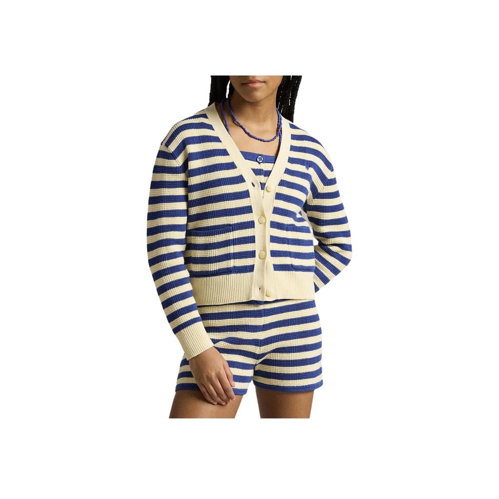 Polo Ralph Lauren Striped Cotton V-Neck Knitted Cardigan Kids Cardigans 313964944-001