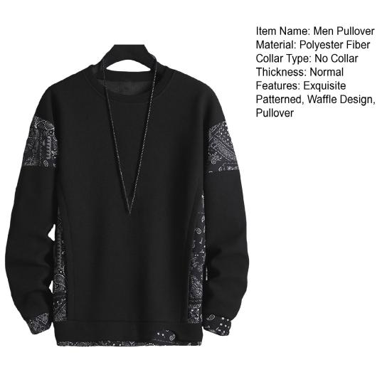 Bărbați hanorac casual cu design vafă fals din două piese cu mânecă lungă, top cu gât oana-gât, pulover de îmbinare pentru petrecere streetwear