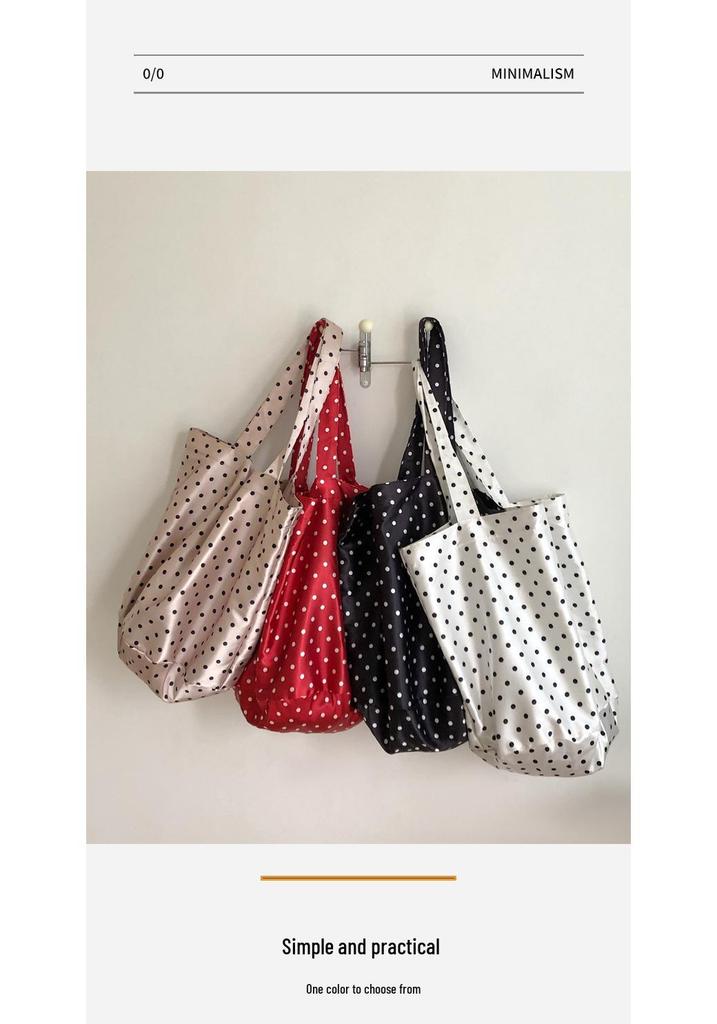 Korean Style Polka Dot Nylon Tote Bag - Fashionable Casual Handbag with Large Capacity for Women