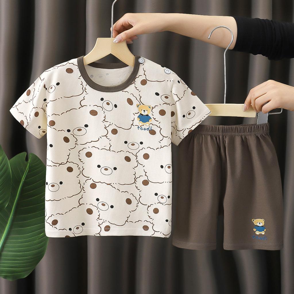 Toddler's Summer Bear Print T-shirt and Shorts Set