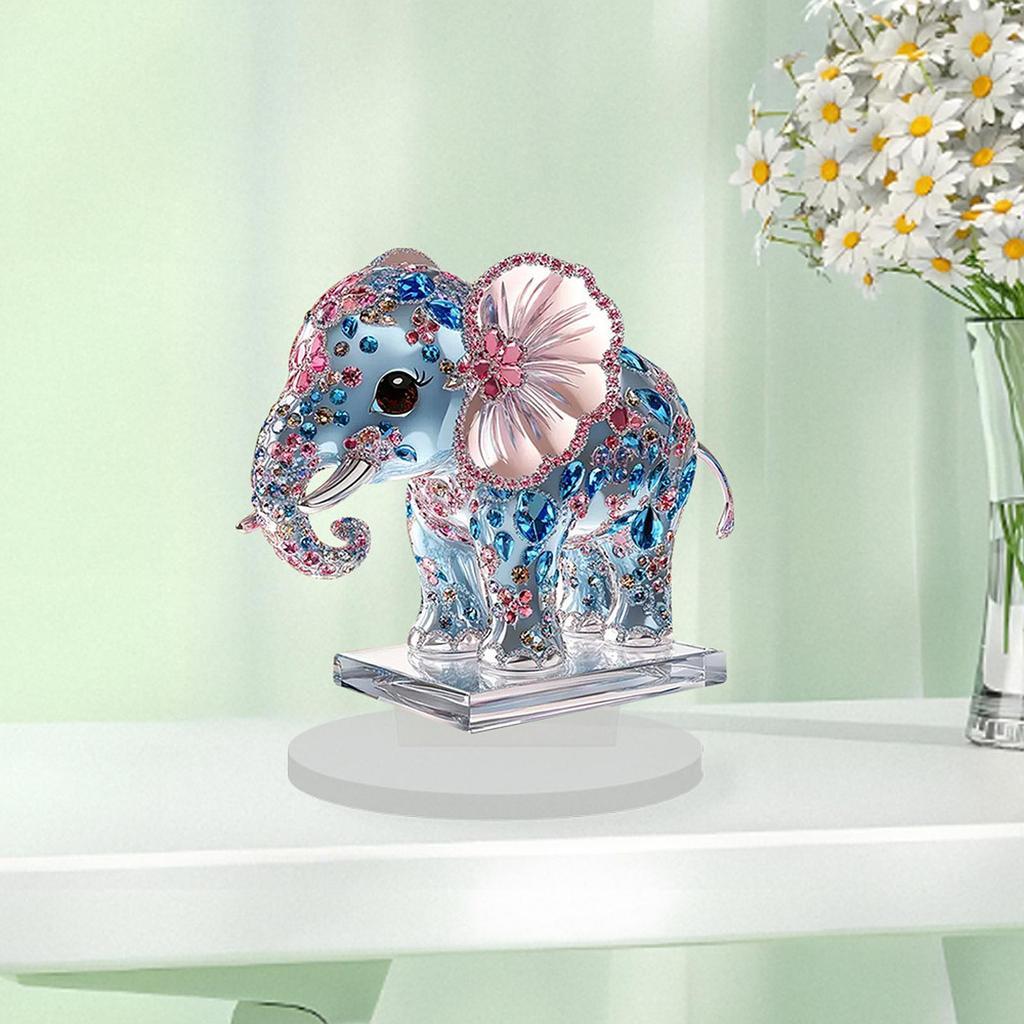 Acrylic Desktop Statue Elephant Figurine Lovely Decoration Art Gifts Ornament 23cmx23cm