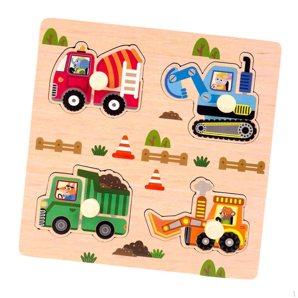 Learning Puzzle Cartoon Jigsaw Shape Matching Peg Preschool Wooden Name Function