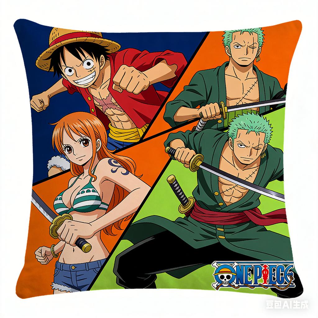 One Piece Pillow Cover Anime Fan Favorite Character Print Decorative Pillowcase for Bedroom Living Room and Anime Enthusiasts